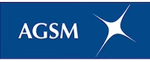 The AGSM logo on a blue background.