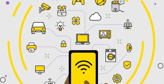 Infographic on the physical devices that are connected to the Internet, called Internet of Things