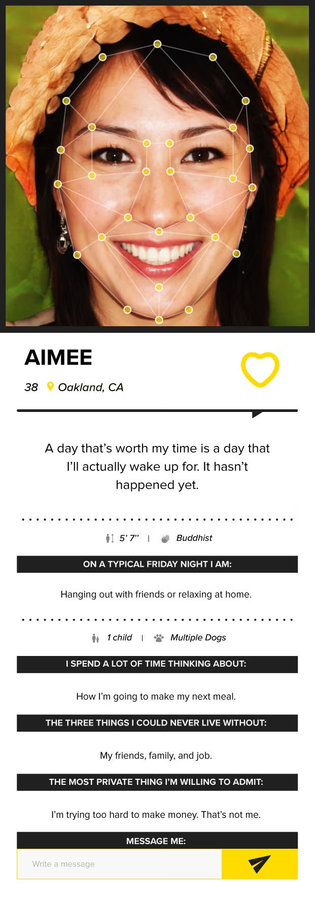 Aimee's AI dating profile 